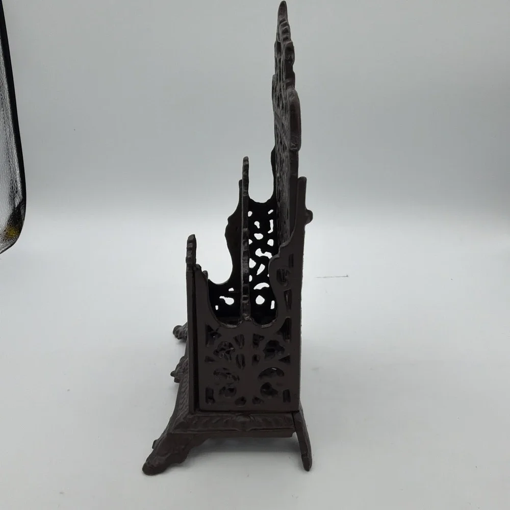 Vintage Cast Iron Ornate Filigree Letter Mail Holder Desk Organizer